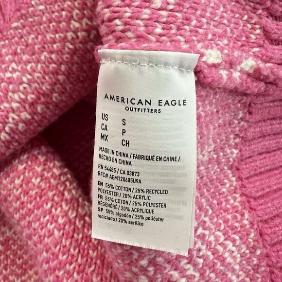 American Eagle Sweater Womens Small Pink Oversized‎ Bandana Paisley Cozy Soft - Picture 9 of 9